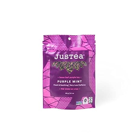 JusTea PURPLE MINT | Loose Leaf Purple Tea | Compostable