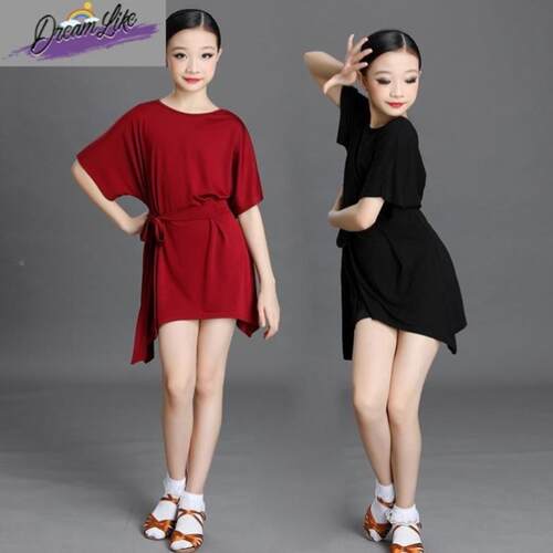 儿童拉丁舞裙练功服女童春夏长短袖舞蹈服女孩拉丁考级比赛演出服