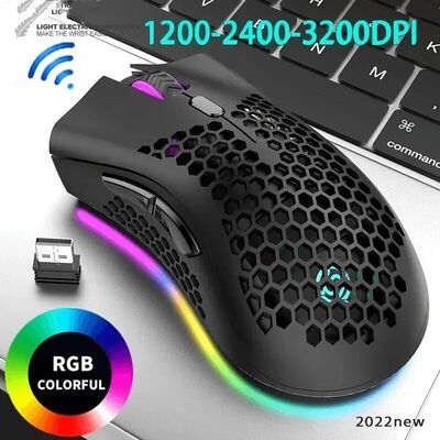 BM600 Recarregável Gaming Mouse USB 2.4G Sem Fio RGB Luz Ho