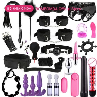 BDSM Sex Toys Kits para adultos, algemas, bra?adeiras de mam