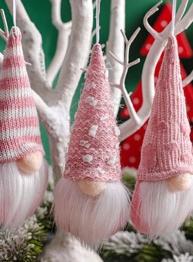 3 p?s natal mini boneca gnome árvore de natal pingente rosa