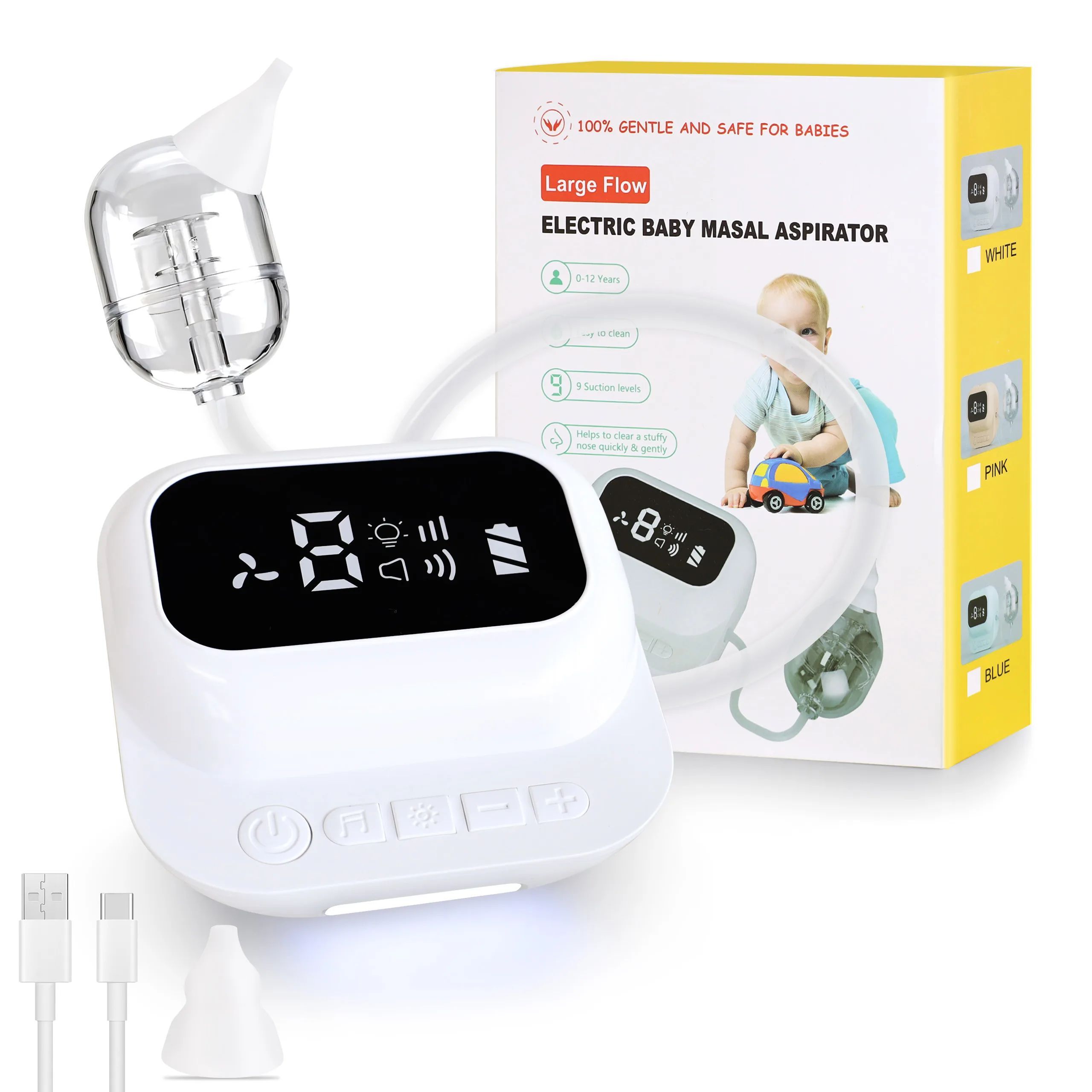 Aspirador Nasal Bebê com 9 Níveis de Suc??o Recarregável