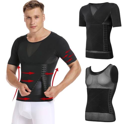 Mens Body Shaper Compression Shirts Abdomen Shapewear Tummy