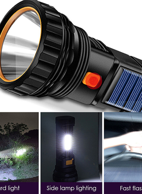 USB recarregável Solar lanterna LED, longo alcance tocha, m