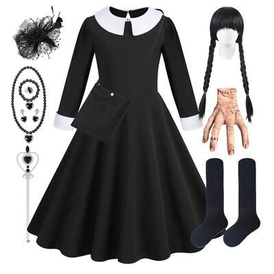 Quarta-feira Adams Família Cosplay Traje Meninas Halloween