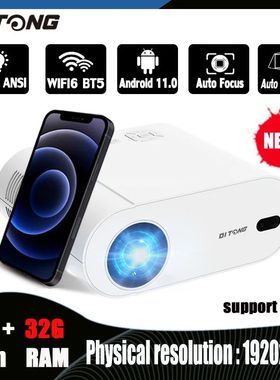 DITONG-proyector 4K con WiFi 6 y Bluetooth, Keystone automá