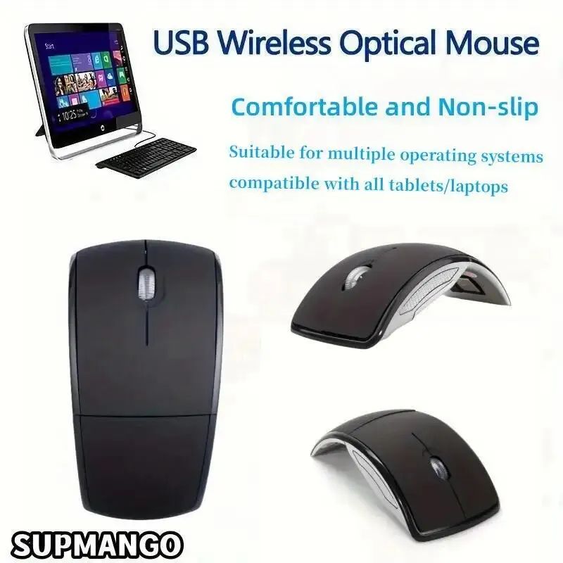 Mouse de computador portátil sem fio, Mouse dobrável, Mini