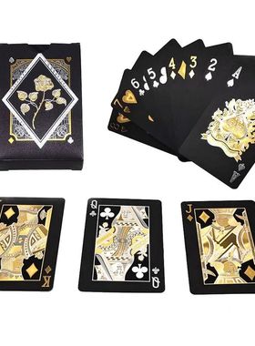 Plástico preto mpermeável Cartas De Poker, Ouro E Prata Jo