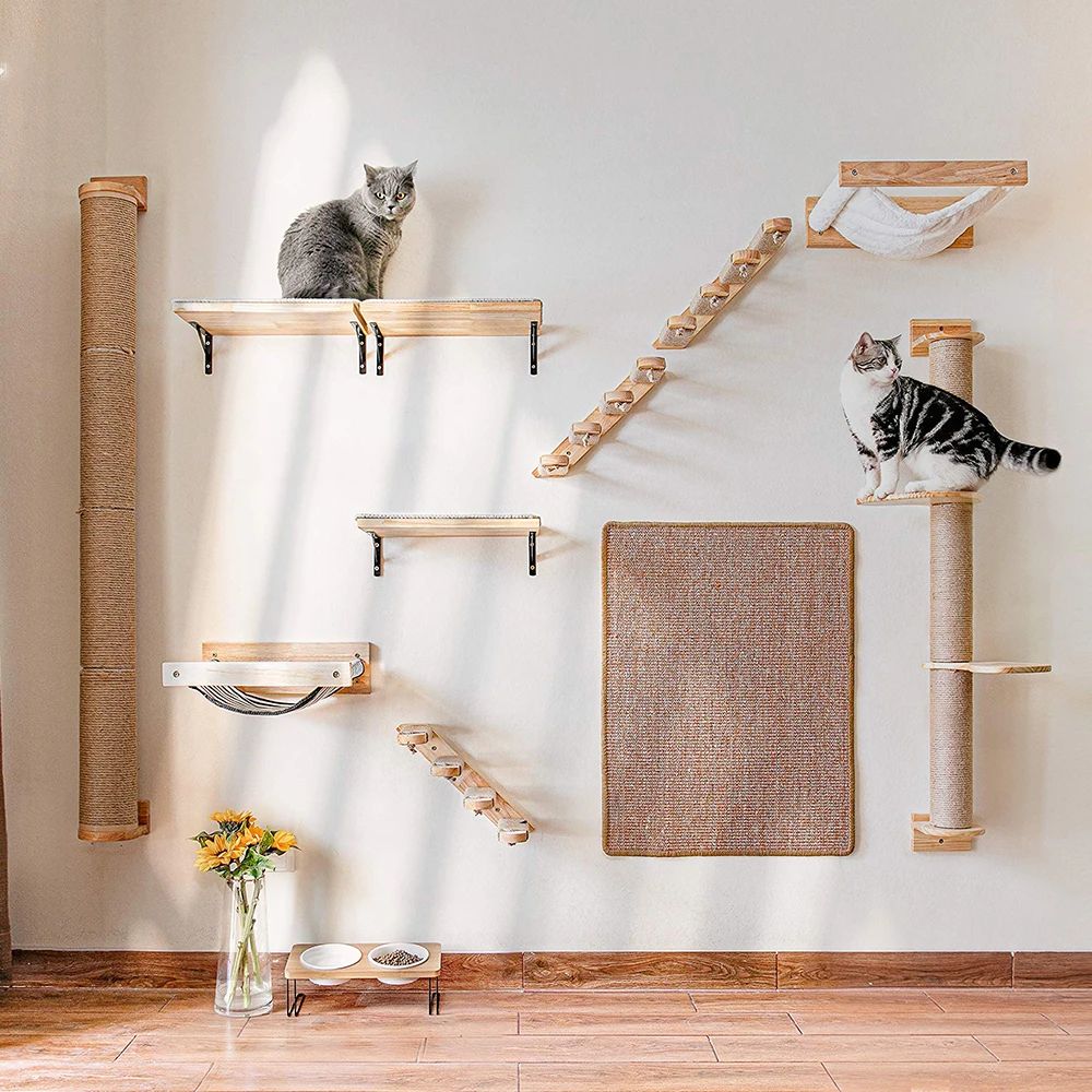Wall Mounted Cat Hammock, Móveis De Madeira Scratcher, Cama