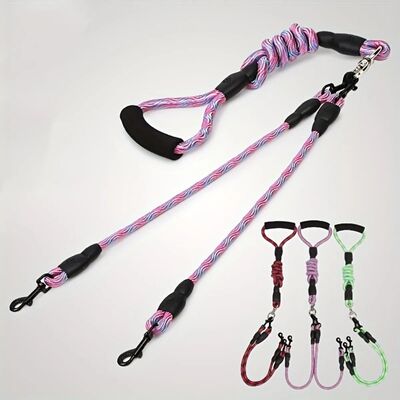 Cuerda para caminar para perros de doble cabeza con patrón