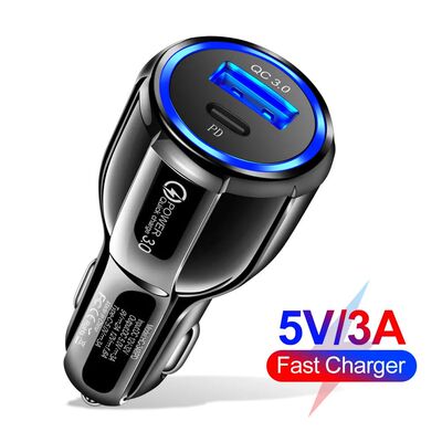 MZX-cargador de coche inteligente Dual QC 12 24 V 5V USB tip
