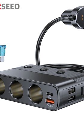 Divisor de cargador de coche 7 en 1, 127w, PD30w, QC3.0, ada