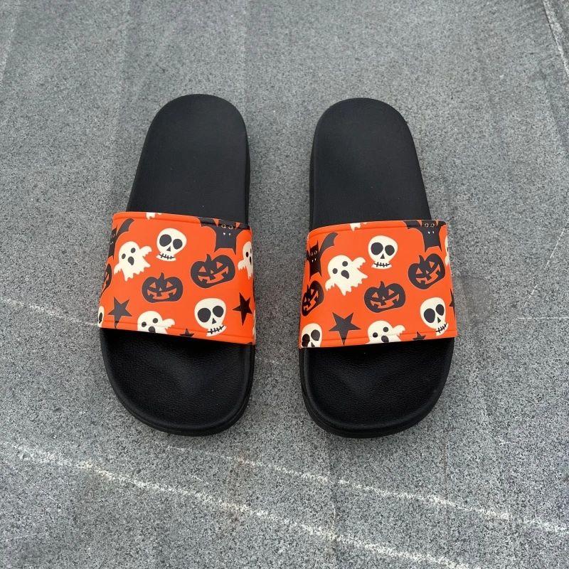 Custom Ghost Design Halloween Chinelos, sapatos privados, me - 实物图