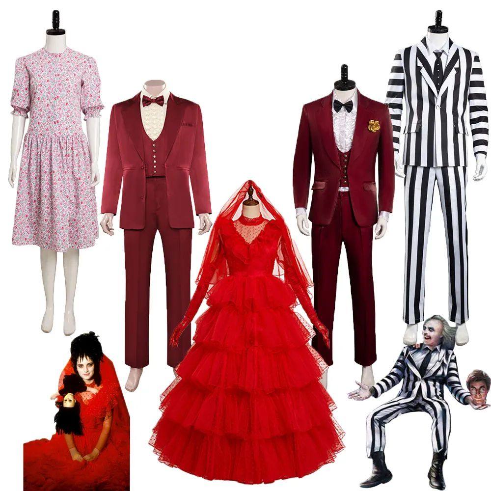 Lydia Adam Barbara Betelgeuse fantasia cosplay para homens e