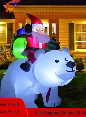 Papai Noel inflável que monta o brinquedo do urso polar, in