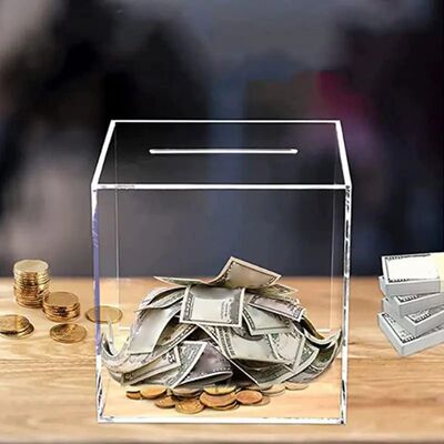Clear Acrylic Money Saving Bank, Mealheiro, Quebre para abri