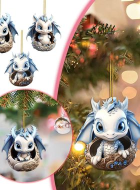 Ornamento De Ovo De Drag?o De Porcelana Azul e Branca Boneca