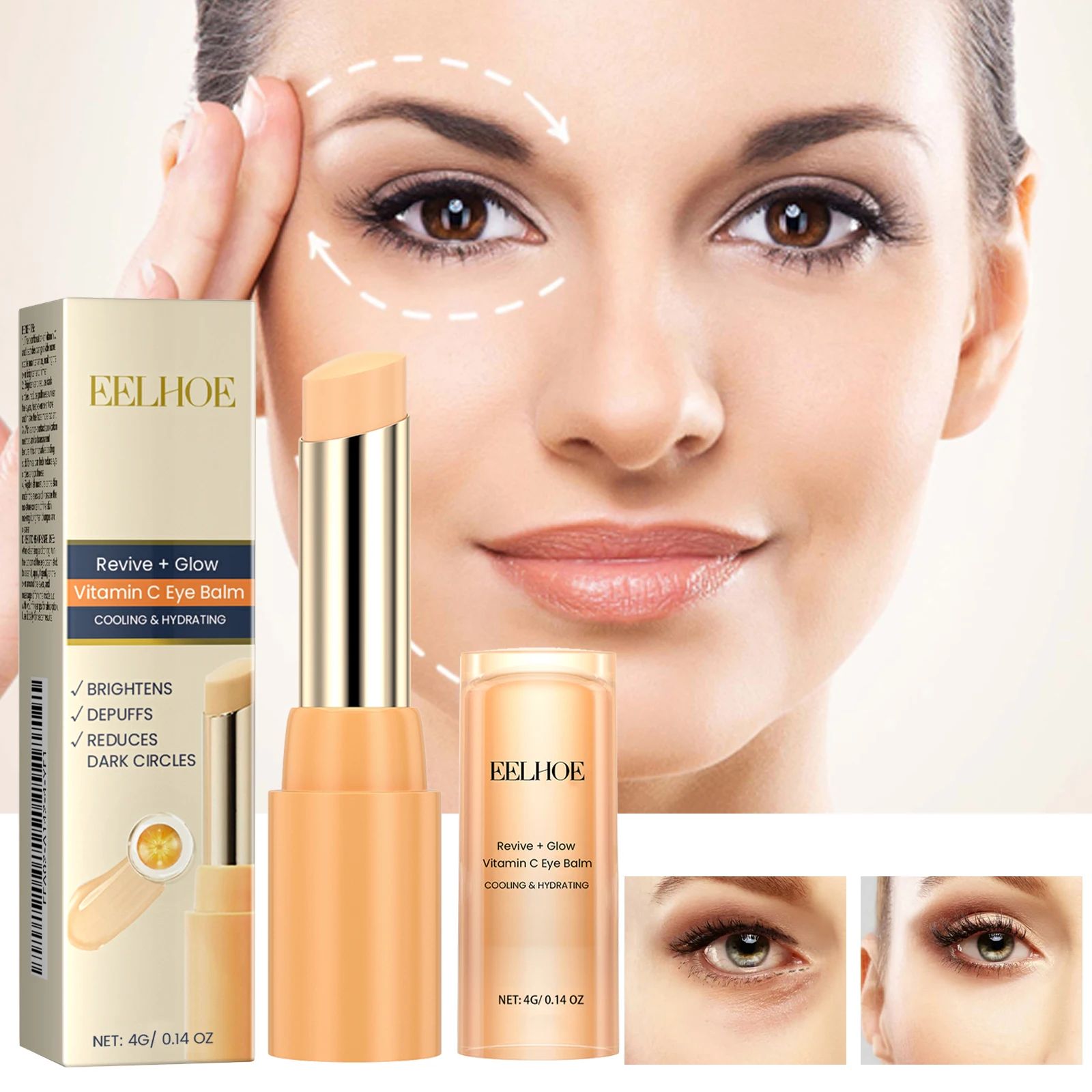 Eelhoe 4g Vitamin C Eye Balm Stick Repair Dark Circles Remov