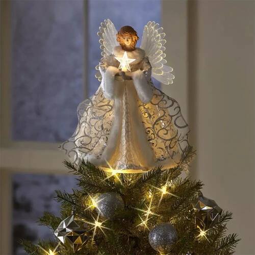 Natal anjo boneca pingente luz, árvore Toppers, pouca decor