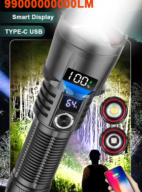 Spotlight LED branco com display de energia OLED, luz forte,