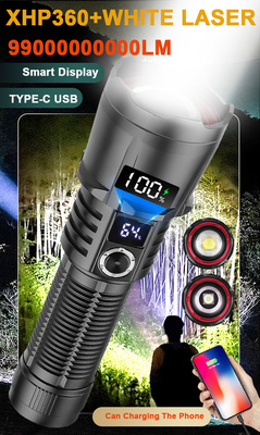 Spotlight LED branco com display de energia OLED, luz forte,