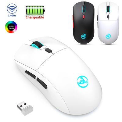 Recarregável 2.4G USB Mouse Sem Fio, Ajustável, 3600dpi, 7