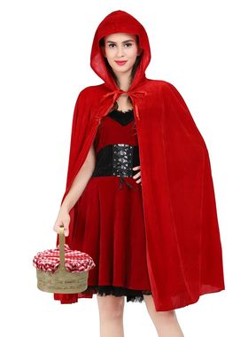 Capa com capuz de veludo vermelho capa para o natal hallowee