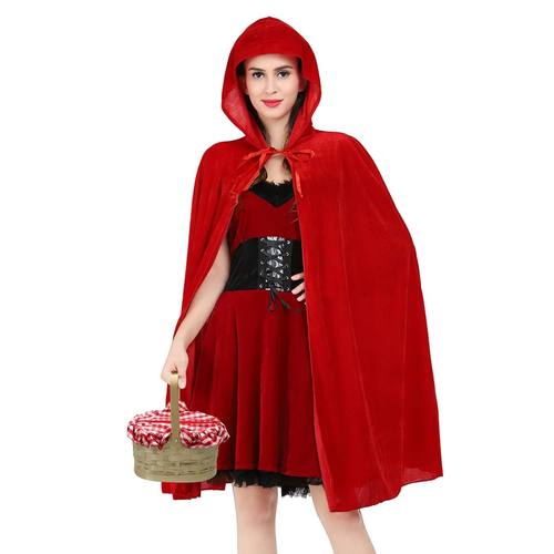 Capa com capuz de veludo vermelho capa para o natal hallowee
