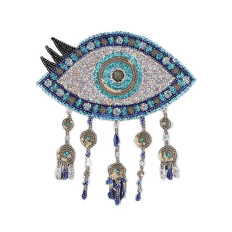 1pcs Azul Evil Eye Patch Lantejoulas Bordados M?o Adesivo di