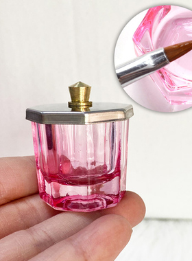 Dappen-vaso de cristal rosa con tapa, recipiente para polvo