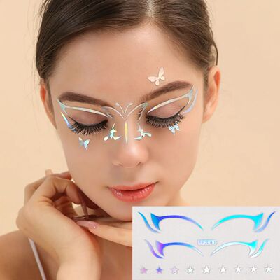 Tatuagem Temporária Pálpebra Holográfica Etiqueta, Laser