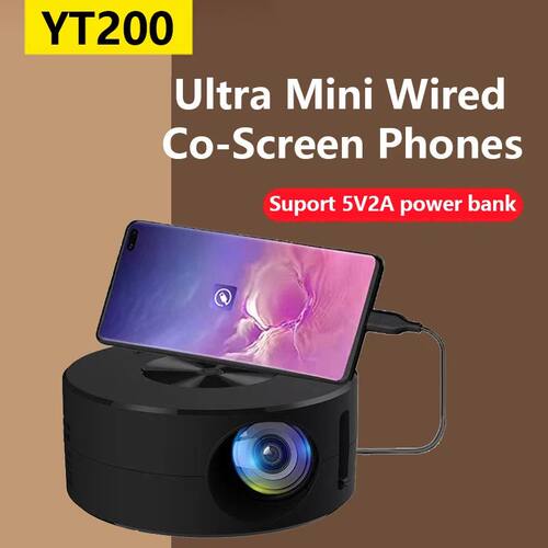 Mini proyector portátil YT200, teléfono móvil de alta def