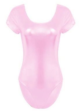 Ver?o brilhante manga curta alta corte collant feminino elá