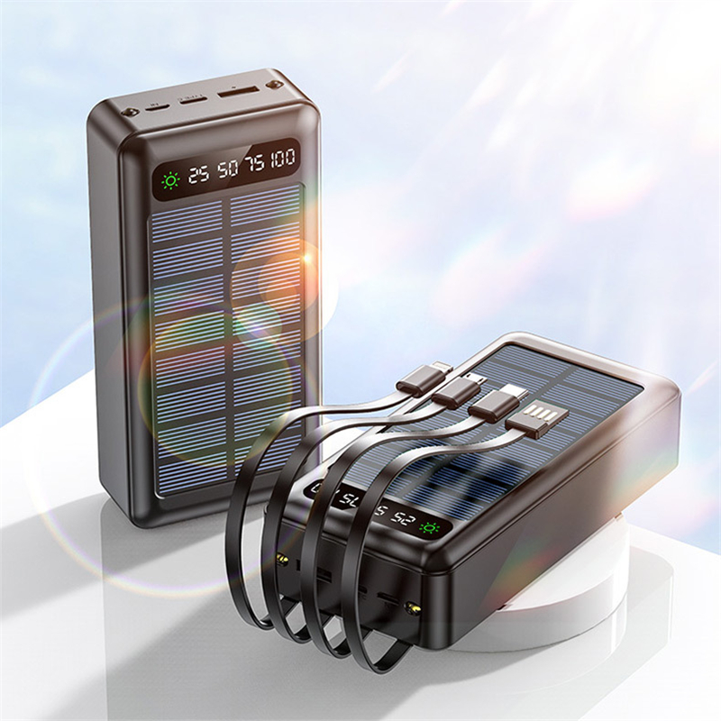 Banco de energia solar portátil, 30000mAh, carregamento rá