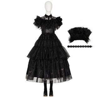Traje Cosplay preto de Halloween feminino, vestido Cosplay p