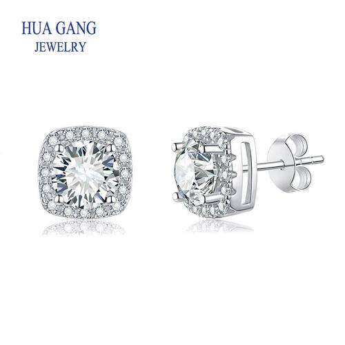 Pendientes de moissanita para mujer, aretes de diamantes de