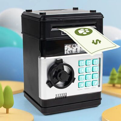 Brinquedo interativo infantil de banco mini ATM, cofrinho co