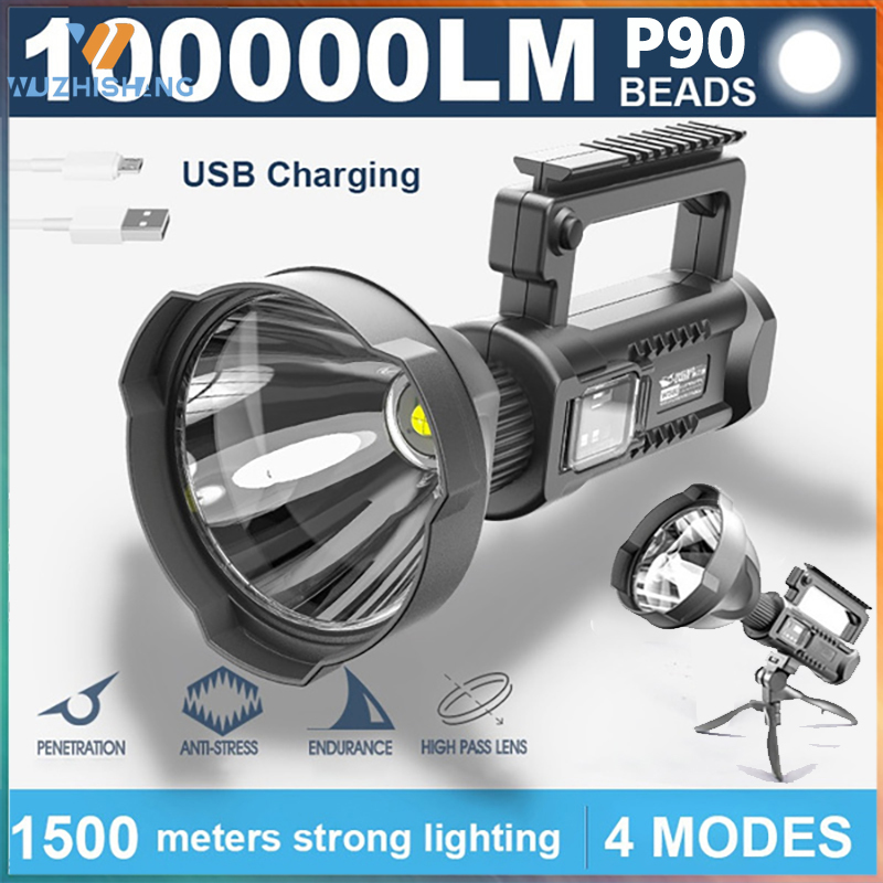 P90 portátil poderosa lanterna LED, holofote portátil, hol