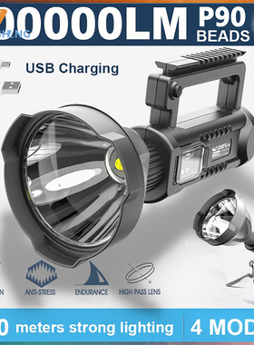 P90 portátil poderosa lanterna LED, holofote portátil, hol