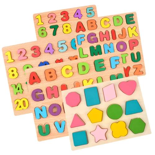 Juguetes de madera 3D con forma de letra y número, juguetes