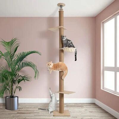 Cat Wooden Climbing Tree Tower, Modern Kitty Activity Center