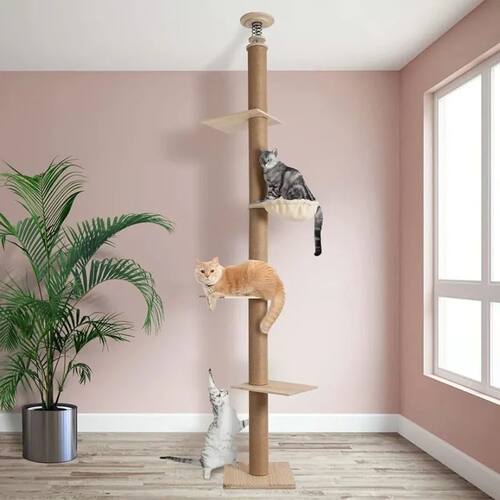 Cat Wooden Climbing Tree Tower, Modern Kitty Activity Center