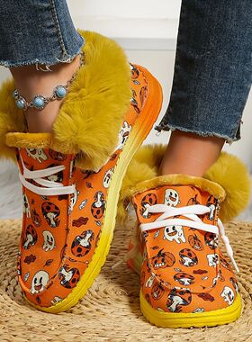 Sapatos de lona estampados Halloween e Natal para mulheres,