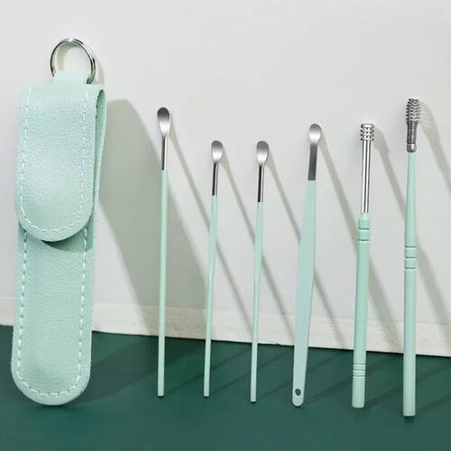 6PCS Stainless Steel Earpick Ear Cleaner Spoon Ear pick Ear
