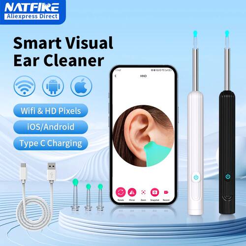 Smart Visual Ear Cleaner with Camera 1296P Ear Sticks USB C