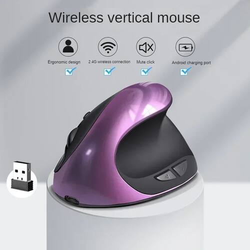BTS-908 Mouse Vertical Recarregável, Mouse Ergon?mico Sem F
