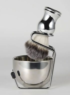 Cepillo de afeitar con mango de acero para Barba, herramient