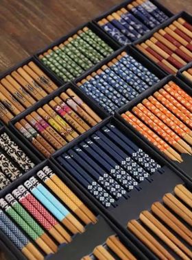 Conjunto de 5 pares de pauzinhos de bambu, compridos, antide