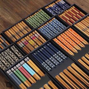 Conjunto de 5 pares de pauzinhos de bambu, compridos, antide