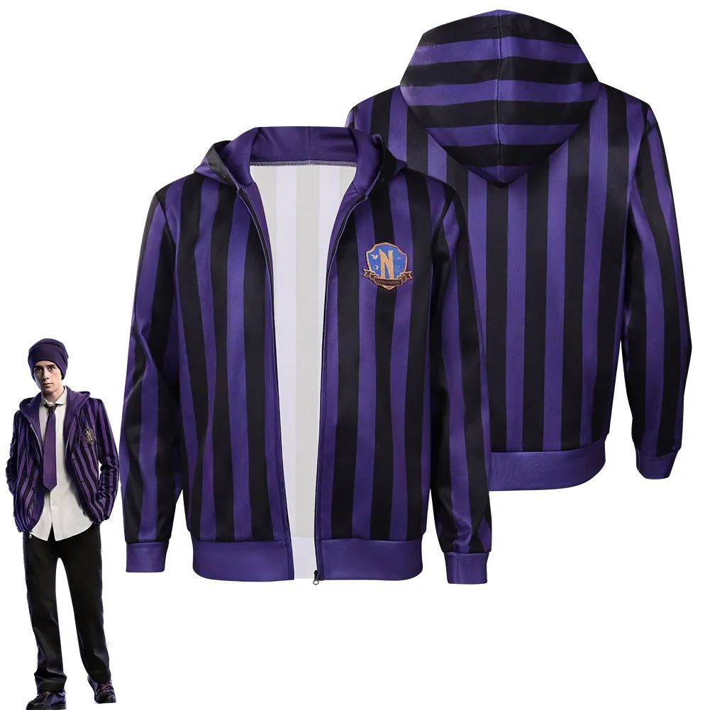 Quarta-feira addams xavier thorpe cosplay traje com capuz ca